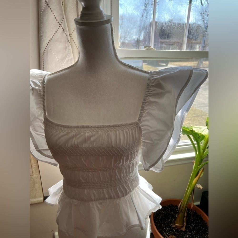 ZARA TOP RUFFLED BODICE WITH BUTTERFLY SLEEVES - Picture 16 of 16